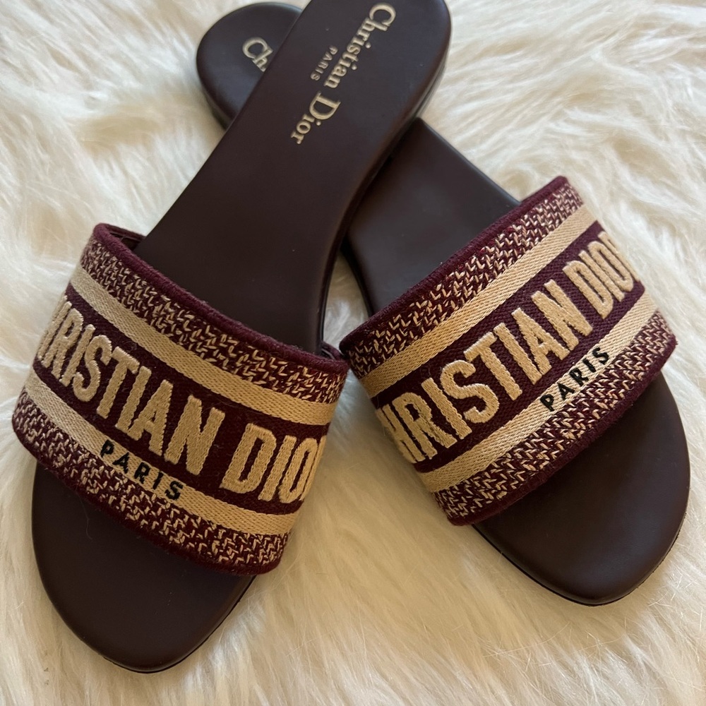 Dior Burgundy Women's Slide Sandals